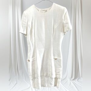 Vintage Ann Taylor Cream Ivory Front Pocket Dress Size 10